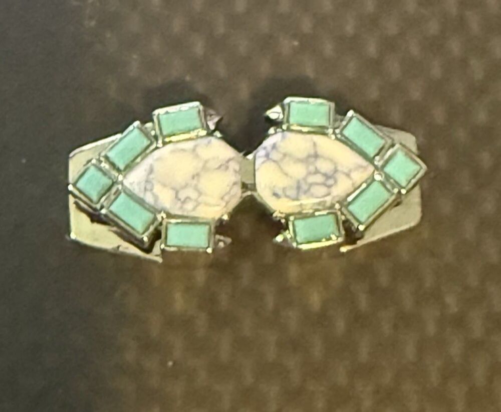 KEEP Collective Harmony Geo Bar Howlite Turquoise Silver Slider Charm EUC